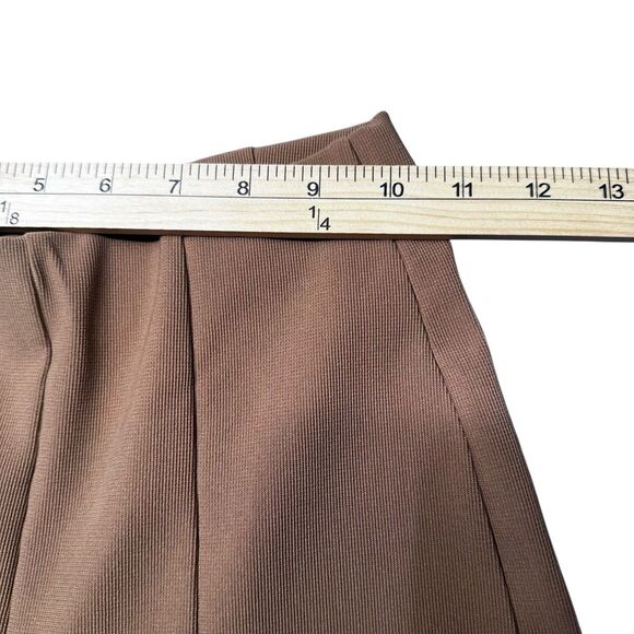Zara Pants Women XS Brown High Rise Slim Fit Dress Slit Hem Trousers - Picture 6 of 10
